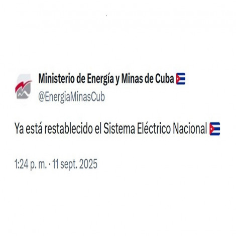 Informan restablecimiento del Sistema Electroenergético Nacional