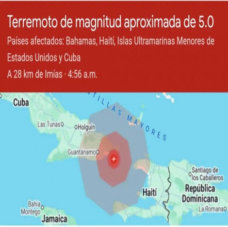 Sismo perceptible en Santiago de Cuba (Actualización)