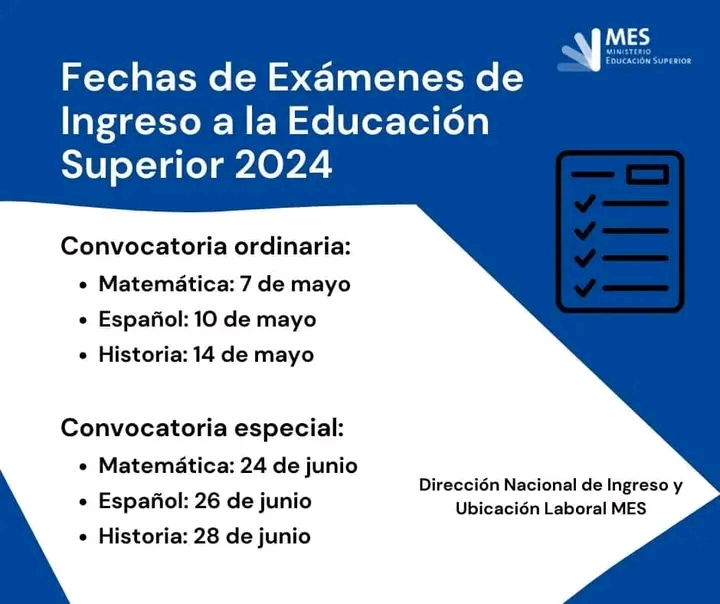 Anuncian fechas de exámenes de ingreso a la Educación Superior