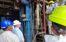 Presidente cubano visita la Central Termoeléctrica Antonio Maceo en Santiago de Cuba