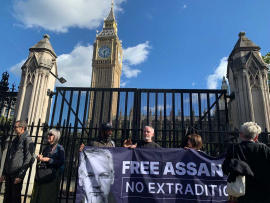Seguidores de Julian Assange rodean el Parlamento británico