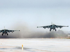 Cazas sirios y rusos destruyen cuartel terrorista en Siria
