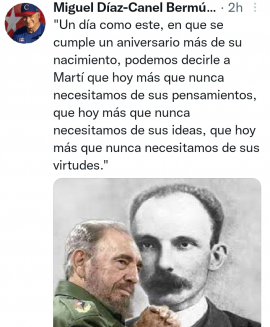 Exalta presidente de Cuba vigencia de ideas de José Martí