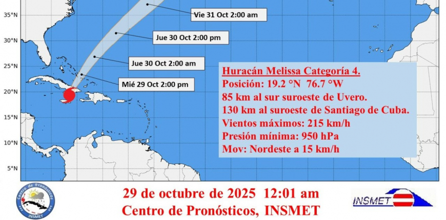 Melissa tocó tierra por el municipio de Guamá