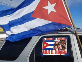 Por el fin del bloqueo de EEUU a Cuba, caravana en Miami