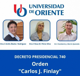 Reciben profesores de la Universidad de Oriente Orden Carlos J. Finlay