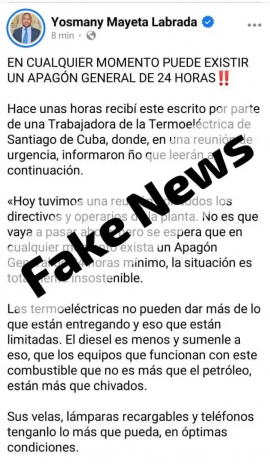 Esclarece Empresa Eléctrica Fake News sobre apagón general