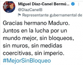 Agradece presidente Díaz-Canel expresiones de apoyo a Cuba