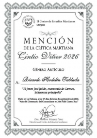 Dos santiagueros ganan Mención en el Premio Nacional de la Crítica Martiana Cintio Vitier 2026