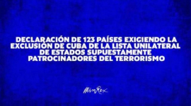 Ciento veintitrés países no creen que Cuba patrocine el terrorismo