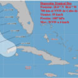 Depresión tropical va lenta rumbo al sur