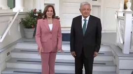 Kamala Harris da la bienvenida a López Obrador en la Casa Blanca