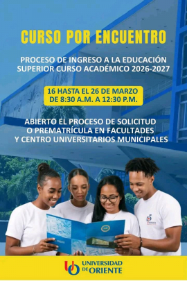 Universidad de Oriente convoca a cursos por encuentro y a distancia